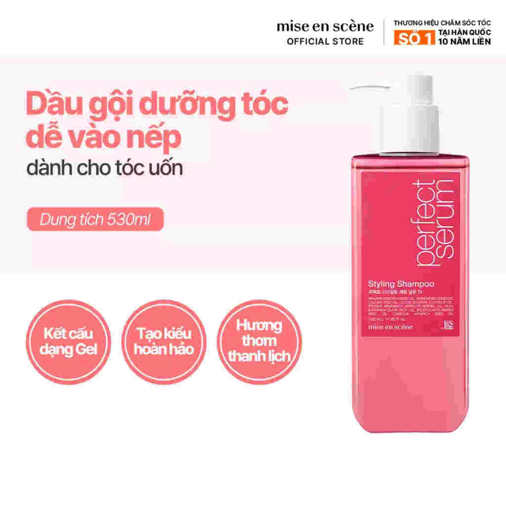 Dầu Xả Mise en scène Dưỡng Suôn Mượt Cho Tóc Uốn 530ml, Hồng