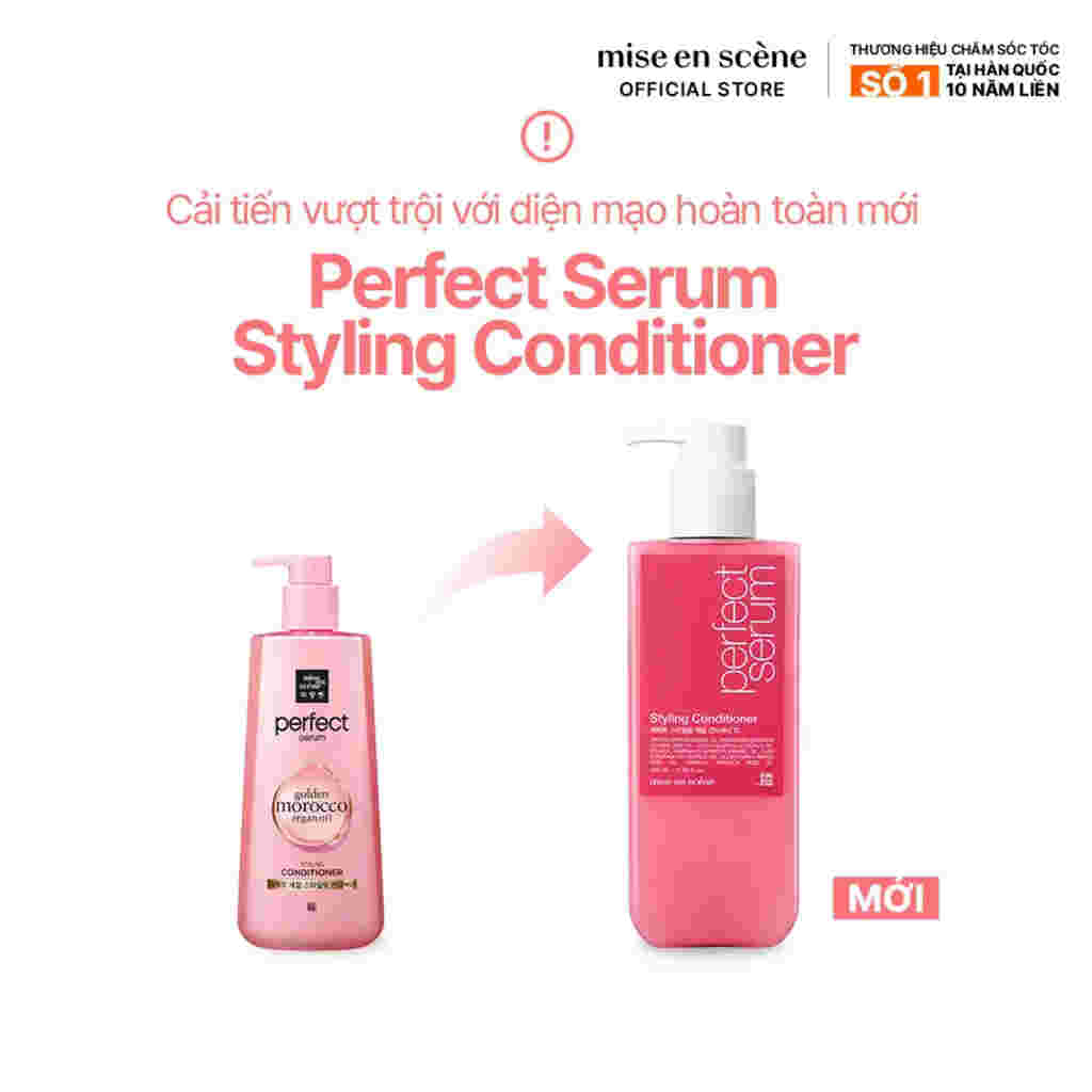 Dầu Xả Mise en scène Dưỡng Suôn Mượt Cho Tóc Uốn 530ml, Hồng