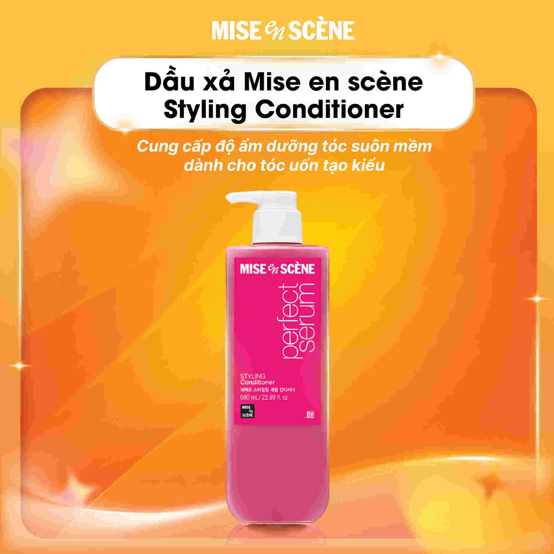 Dầu Xả Mise en scène Dưỡng Suôn Mượt Cho Tóc Uốn 530ml, Hồng