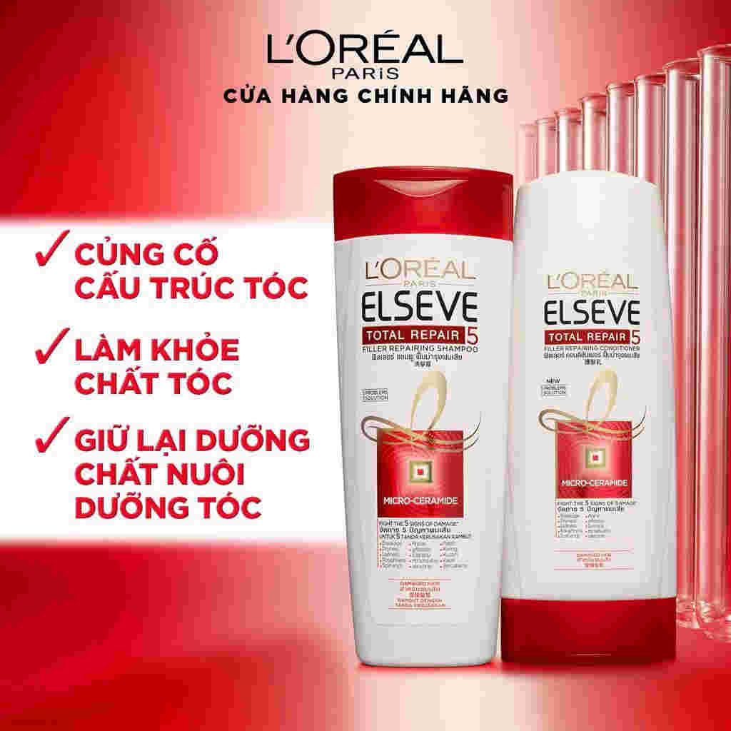 Dầu Xả L'Oreal Giảm 5 Dấu Hiệu Của Tóc Hư Tổn 265ml