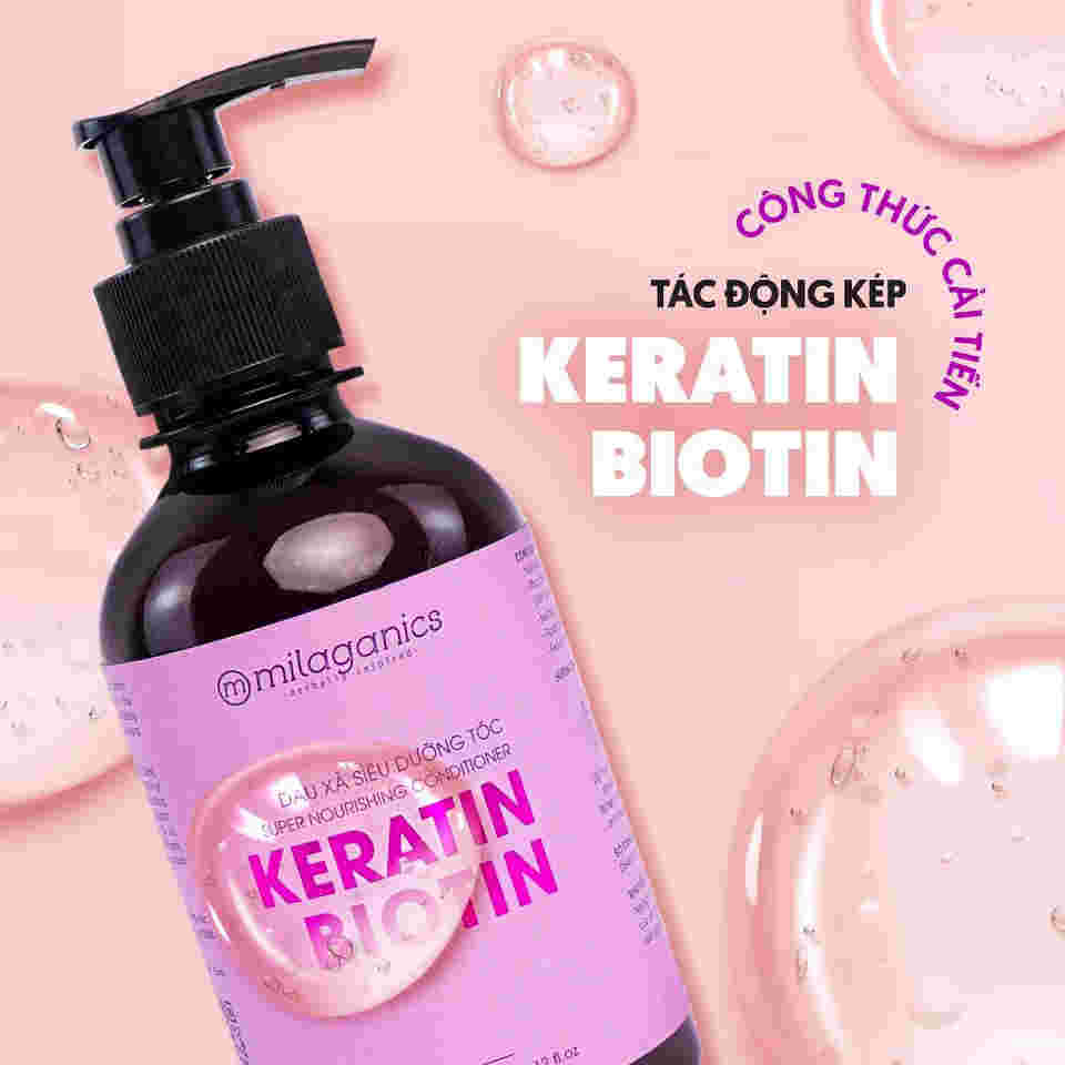 Dầu Xả Milaganics Keratin & Biotin Dưỡng Mềm Tóc 240ml