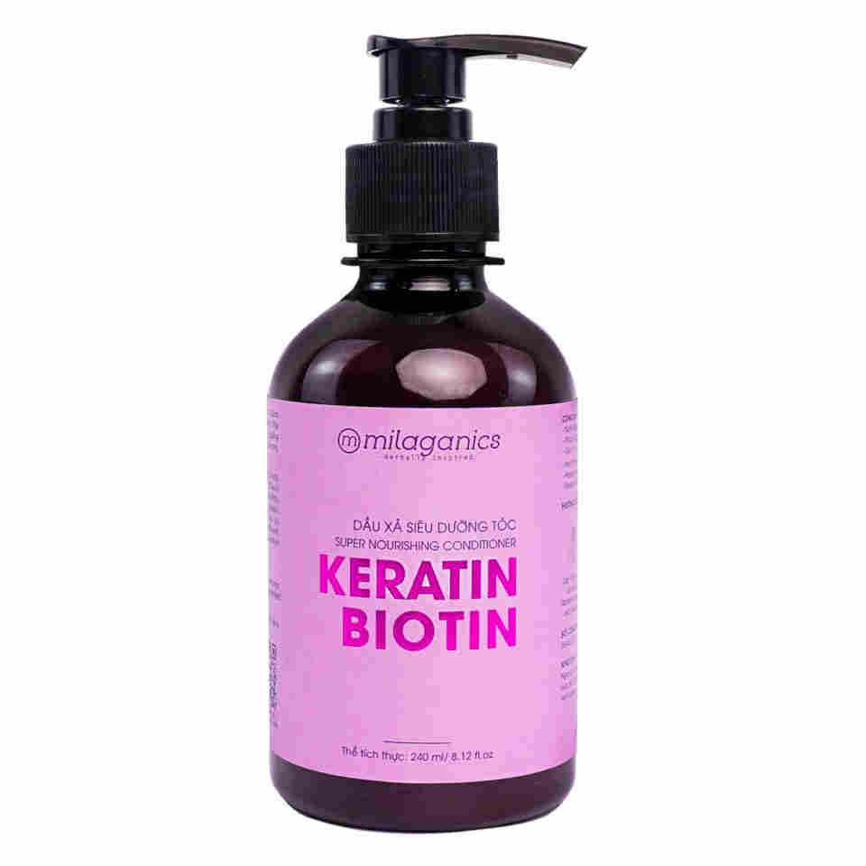 Dầu Xả Milaganics Keratin & Biotin Dưỡng Mềm Tóc 240ml