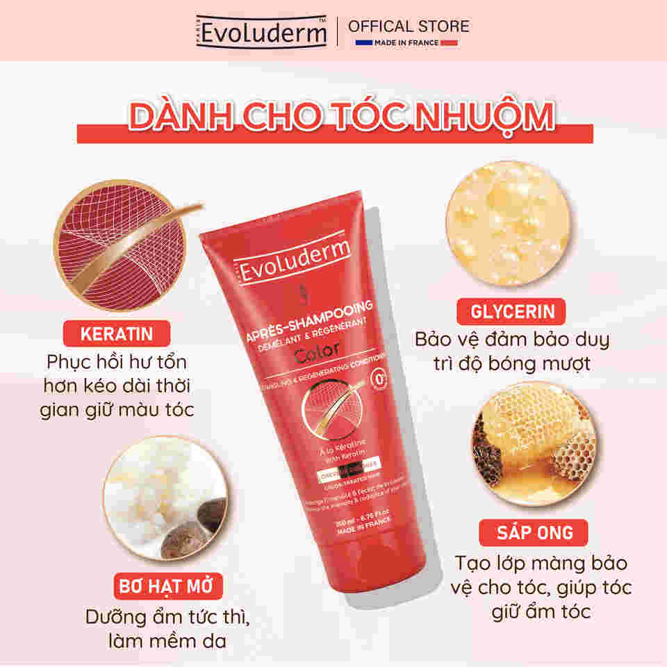 Dầu Xả Evoluderm Cho Tóc Nhuộm Bóng Mượt Bền Màu 200ml