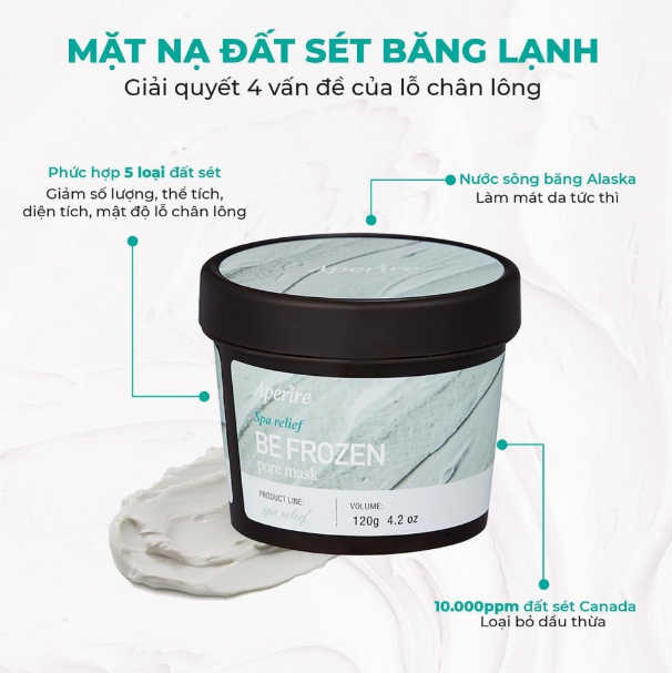 Mặt Nạ Đất Sét Aperire Băng Lạnh Thu Nhỏ Lỗ Chân Lông 120g