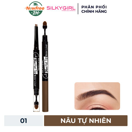 Chì Kẻ Mày Silkygirl Hai Đầu Lâu Trôi (24hr Flat Tip Brow Liner) 01