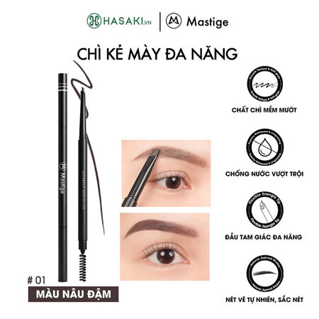 Chì Kẻ Mày Mastige Đa Năng Kháng Nước (All In One Eyebrow) Nâu Tự Nhiên