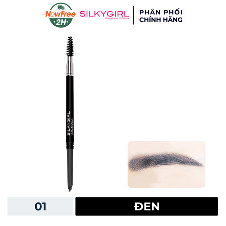 Chì Kẻ Mày Silkygirl 2 Đầu (Hi-Definition Brow Liner ) Soft Black