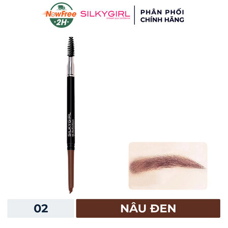 Chì Kẻ Mày Silkygirl 2 Đầu (Hi-Definition Brow Liner ) Soft Black