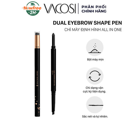 Chì Mày Vacosi Định Hình Đa Năng (All-in-One Dual Eyebrow Shape Pen) 02 Brown
