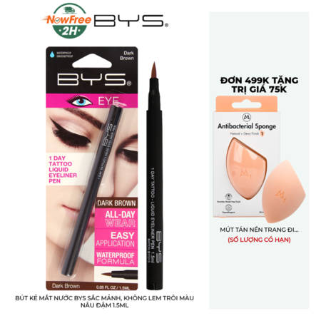 Bút Kẻ Mắt Nước BYS Sắc Mảnh, Không Lem Trôi (1 Day Tattoo Liquid Eyeliner Pen) Black