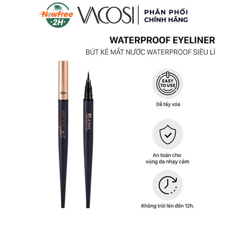 Bút Kẻ Mắt Nước Vacosi Siêu Lì Sắc Mảnh (Waterproof Eyeliner Pen) 01
