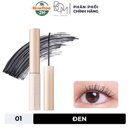 Mascara B.O.M Đầu Cọ Mảnh Làm Cong Và Tơi Mi (Wonderproof Mascara Slim) 01 Đen