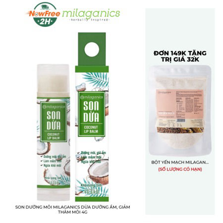 Son Dưỡng Môi Milaganics Dừa Dưỡng Ẩm, Giảm Thâm Môi (Coconut Lip Balm) Nha Đam