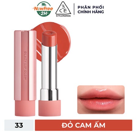 Son Bóng 3CE Dưỡng Ẩm (Glazy Lip Glow) 39 Bouncy Cherry