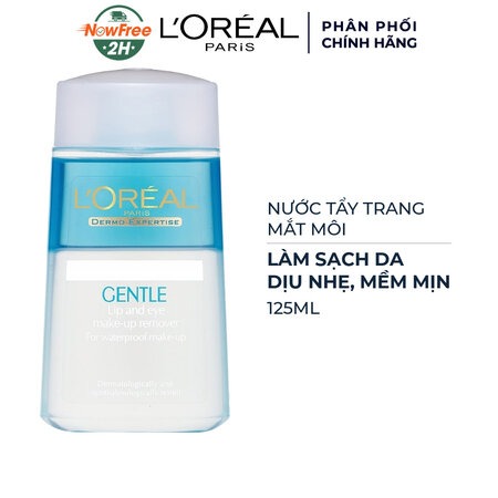 Nước Tẩy Trang Mắt Môi L'Oréal Dịu Nhẹ Cho Da (Gentle Lip & Eye Make up Remover) 125ml