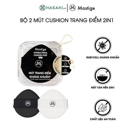 Bộ 2 Mút Cushion Trang Điểm Mastige 2in1 Tán Nền Mỏng Nhẹ (Antibacterial Cushion Puff 2in1)