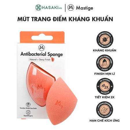 Mút Tán Nền Trang Điểm Mastige Kháng Khuẩn Cam Đậm