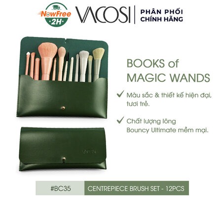 Bộ Cọ Trang Điểm Vacosi 12 Cây Kèm Ví (Centrepiece Brush Set)