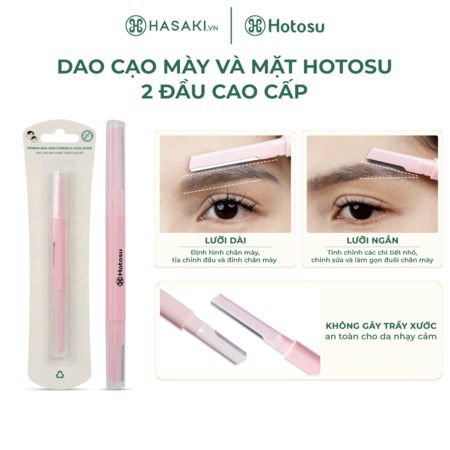 Dao Cạo Mày Và Mặt 2 Đầu Hotosu Cao Cấp (Premium Dual-Head Eyebrow & Facial Razor) Hồng