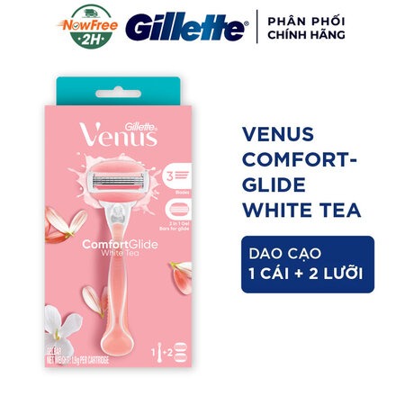 Dao Cạo Nữ Gillette Venus Hoa Trà Trắng (Venus Comfortglide White Tea) 1 Cán + 1 Lưỡi