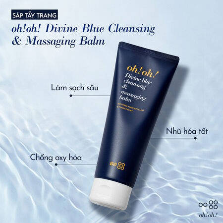 Sáp Tẩy Trang oh!oh! Hỗ Trợ Làm Sạch, Ngừa Lão Hóa Da (Divine Blue Cleansing & Massaging Balm with Melia Azadirachta Leaf & Flower Extract)