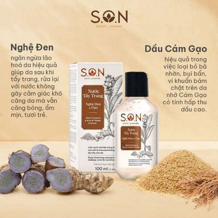 Nước Tẩy Trang S.O.N Nghệ Đen & Gạo Sạch Sâu Da (Black Turmeric & Rice Bi-Phase) 100ml