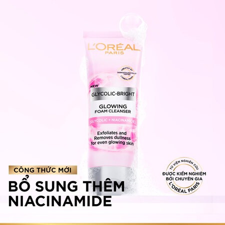 Sữa Rửa Mặt L'Oreal Glycolic Bright Sáng Da (Glowing Foam Cleanser [Glycolic+ Niacinamide])