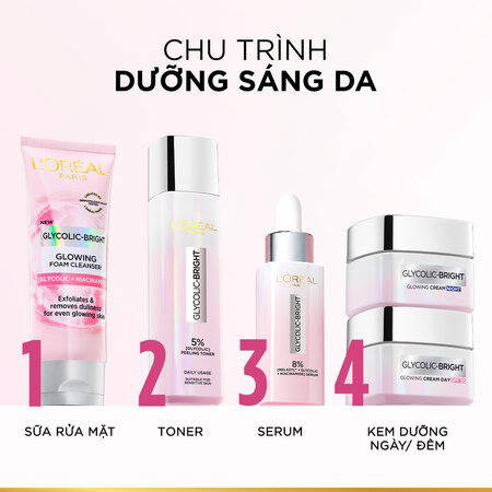 Sữa Rửa Mặt L'Oreal Glycolic Bright Sáng Da (Glowing Foam Cleanser [Glycolic+ Niacinamide])