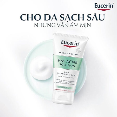 Sữa Rửa Mặt Eucerin Dạng Bọt Sạch Sâu Cho Da Nhờn (Pro ACNE Solution Soft Cleansing Foam) 50 g