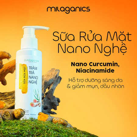 Sữa Rửa Mặt Milaganics Tràm Trà Nano Nghệ Ngừa Mụn (Tea Tree Nano Curcumin Facial Cleanser) 135ml