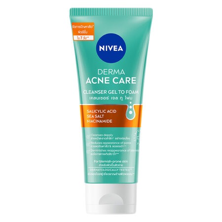 Sữa Rửa Mặt Nivea Dạng Gel Tạo Bọt Sạch Sâu Ngừa Mụn (Derma Acne Care Cleanser Gel To Foam) 90ml