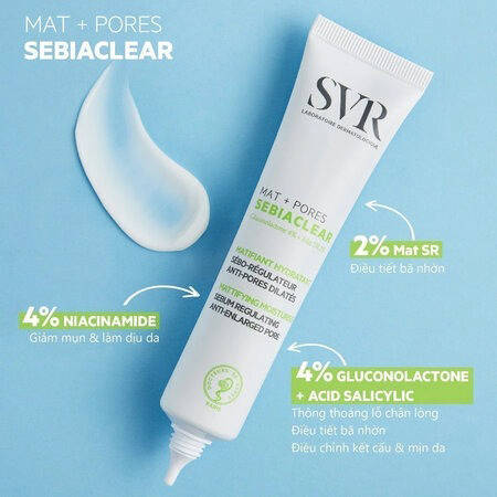 Kem Dưỡng SVR Kiềm Dầu, Se Khít Lỗ Chân Lông (Sebiaclear Mat+Pores) 40ml