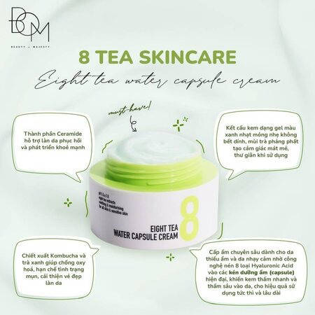 Kem Dưỡng B.O.M Chiết Xuất 8 Loại Trà Cấp Ẩm Da (Eight Tea Water Capsule Cream) 50g