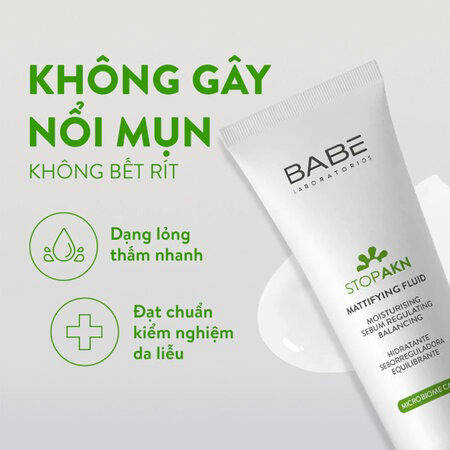 Kem Dưỡng Laboratorios Babé Cho Da Dầu Mụn (Stop AKN Mattifying Fluid) 50ml