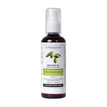 Dầu Olive Milaganics Nguyên Chất Dưỡng Da, Dưỡng Tóc (Pure Olive Oil With Vitamin E and Parfum) 100ml