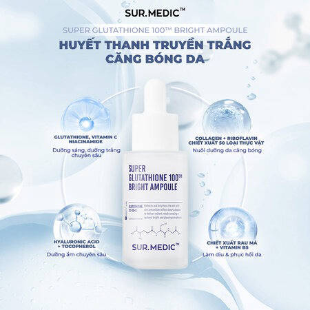 Tinh Chất Sur.Medic+ Huyết Thanh Sáng Da Căng Bóng (Super Glutathione 100™ Bright Ampoule) 32ml