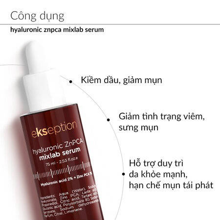 Serum Ekseption Kẽm ZnPCA Kiềm Dầu, Hỗ Trợ Giảm Mụn (Hyaluronic ZnPCA Mixlab Serum) 75ml