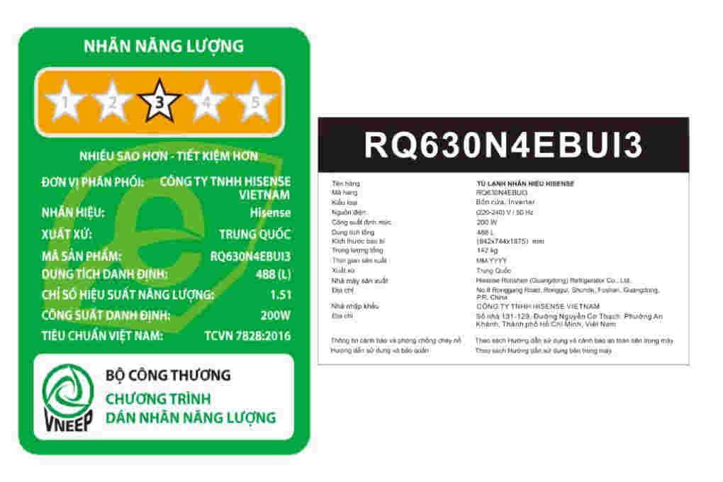 Tủ lạnh Hisense Inverter Multi Door 488 lít RQ630N4EBUI3
