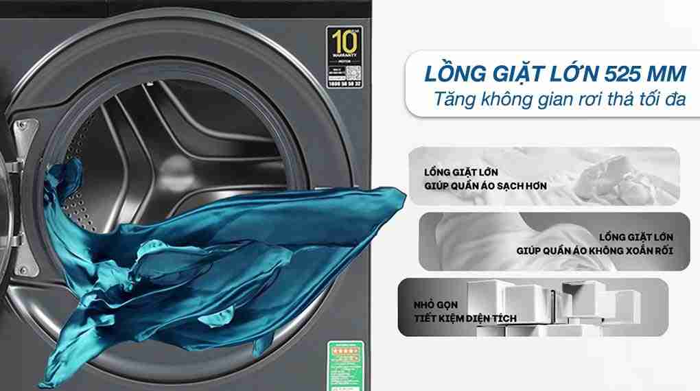Máy giặt Aqua Inverter 8.5 kg AQD-A852J BK