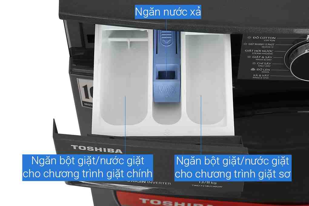 Máy giặt sấy Toshiba Inverter TWD-T21BU140UWV(MG) giặt 13 kg - sấy 8 kg