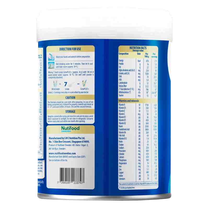 Sữa bột Nutifood GrowPLUS+ xanh nhạt 1+ 800g