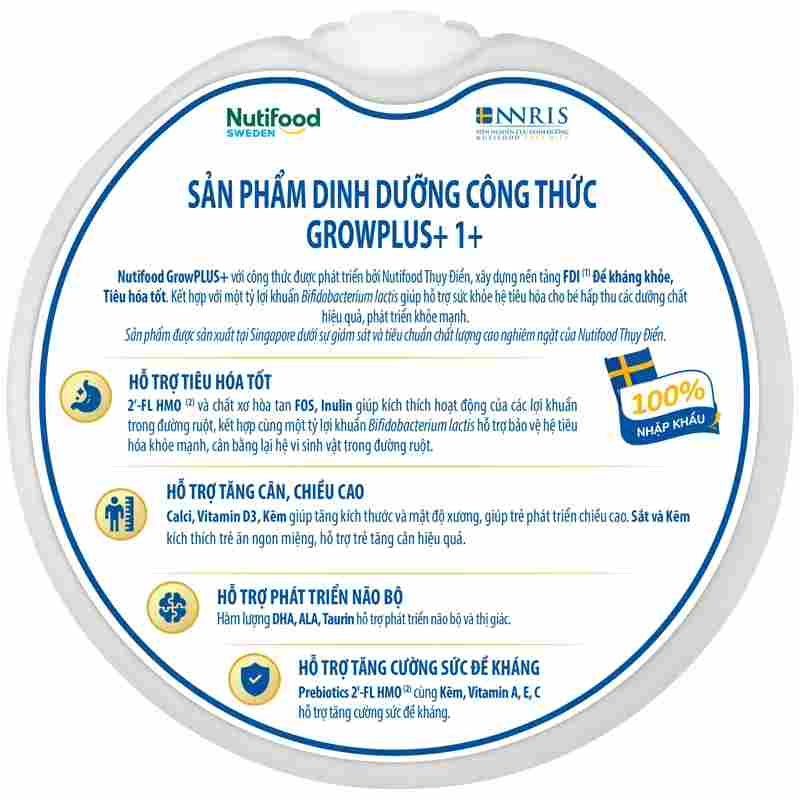Sữa bột Nutifood GrowPLUS+ xanh nhạt 1+ 800g