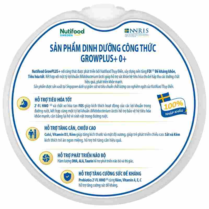 Sữa bột Nutifood GrowPLUS+ xanh nhạt 0+ 800g