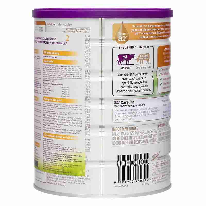 Sữa bột a2 Gentle Gold Premium Follow-on Formula số 2 800g