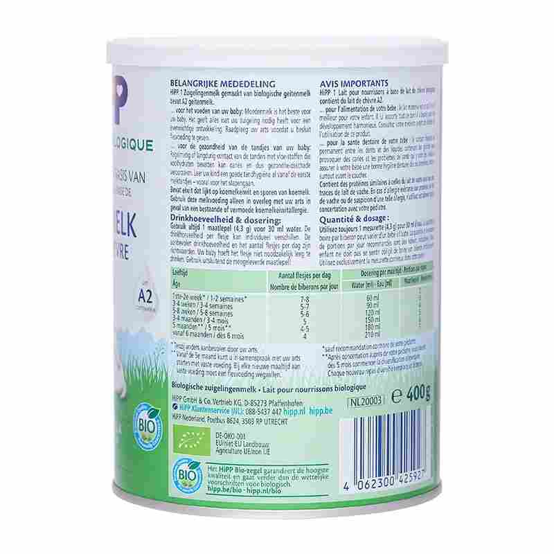 Sữa dê HiPP Organic số 1 400g