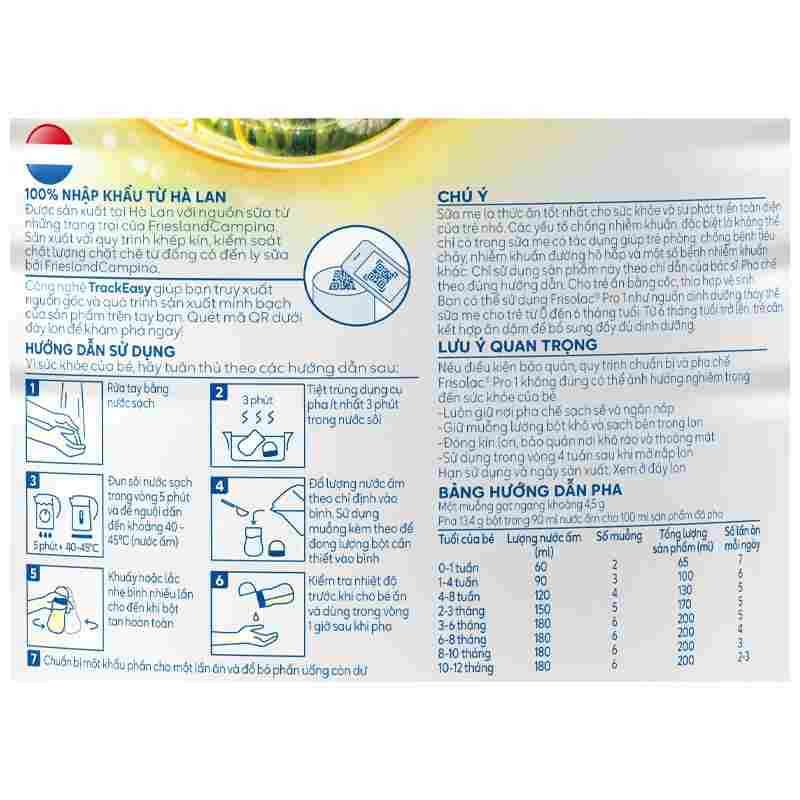 Sữa bột Frisolac Pro số 1 800g