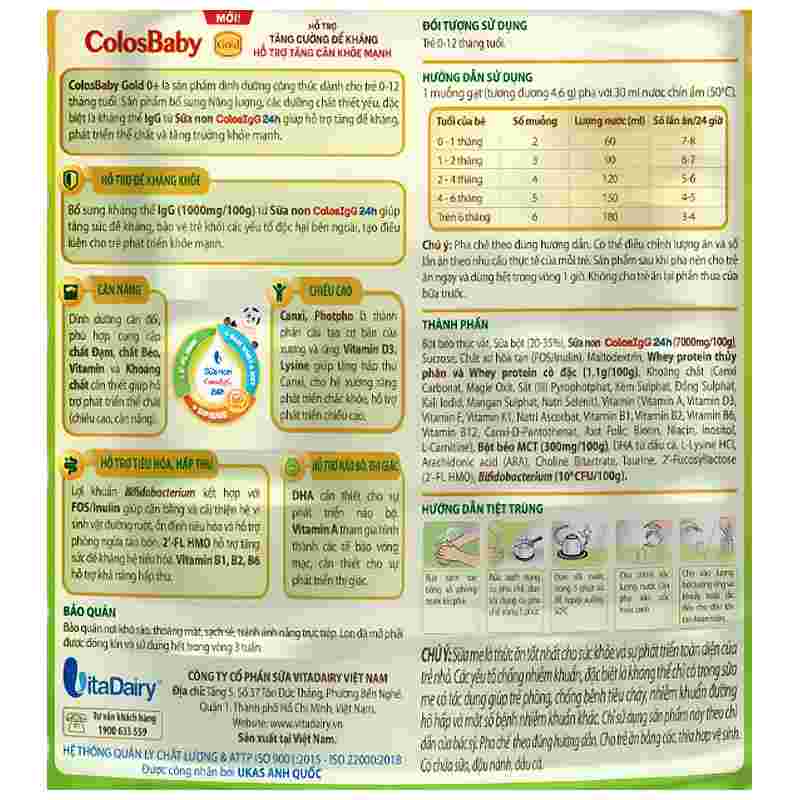Sữa bột ColosBaby Gold 0+ 800g (mẫu mới)