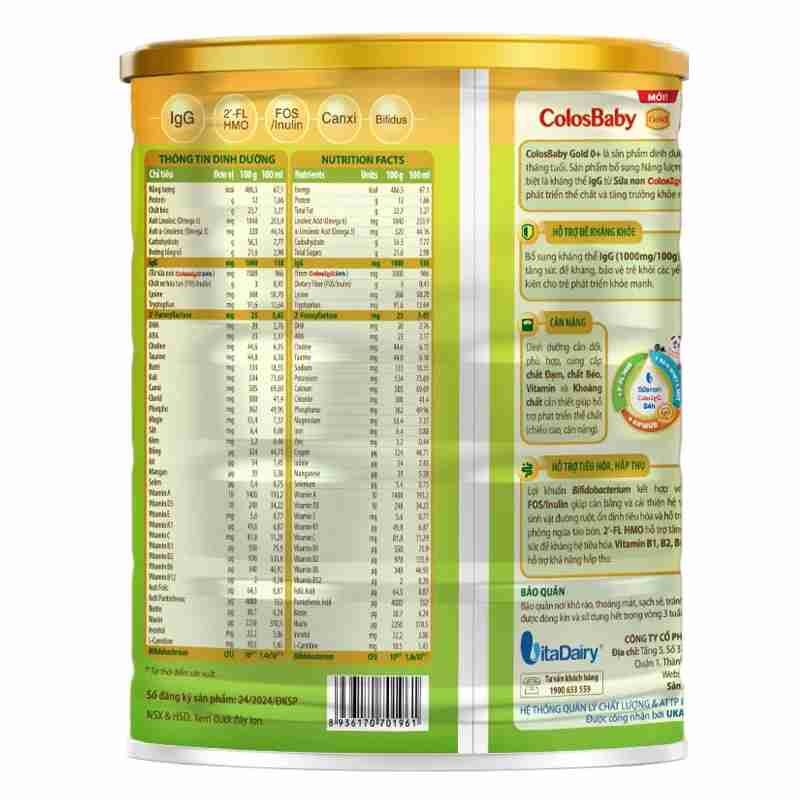 Sữa bột ColosBaby Gold 0+ 800g (mẫu mới)