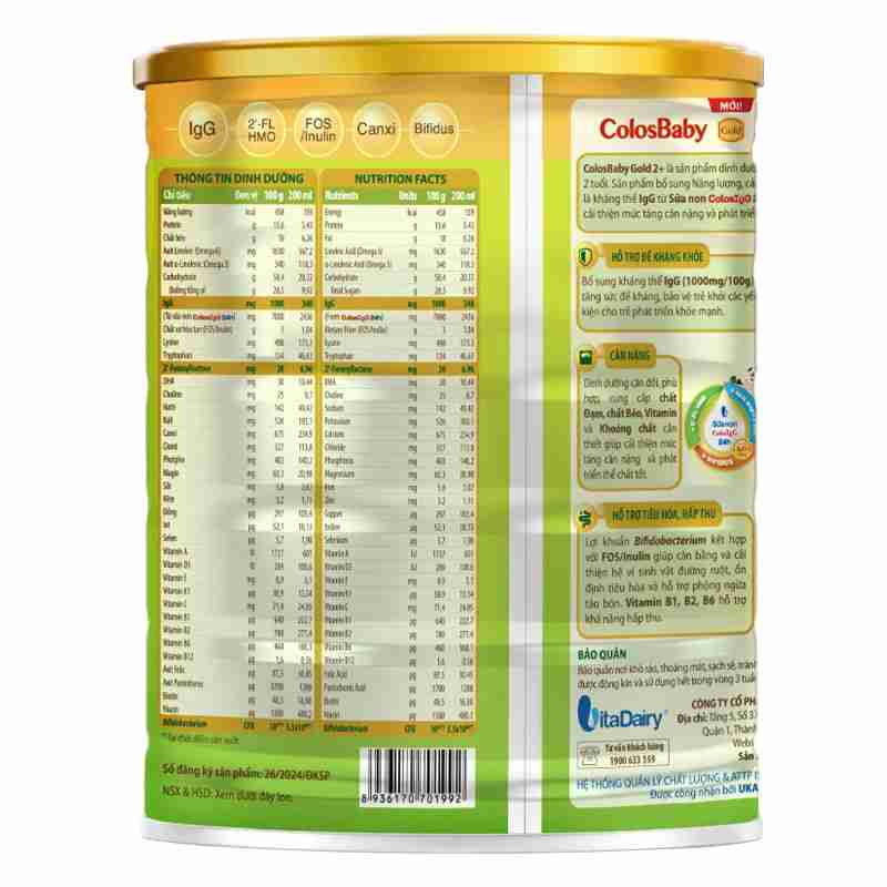 Sữa bột ColosBaby Gold 2+ 800g (mẫu mới)