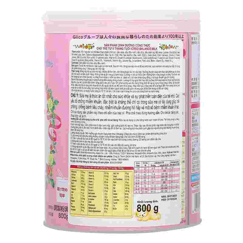 Sữa bột Glico Icreo số 0 800g (mẫu mới)
